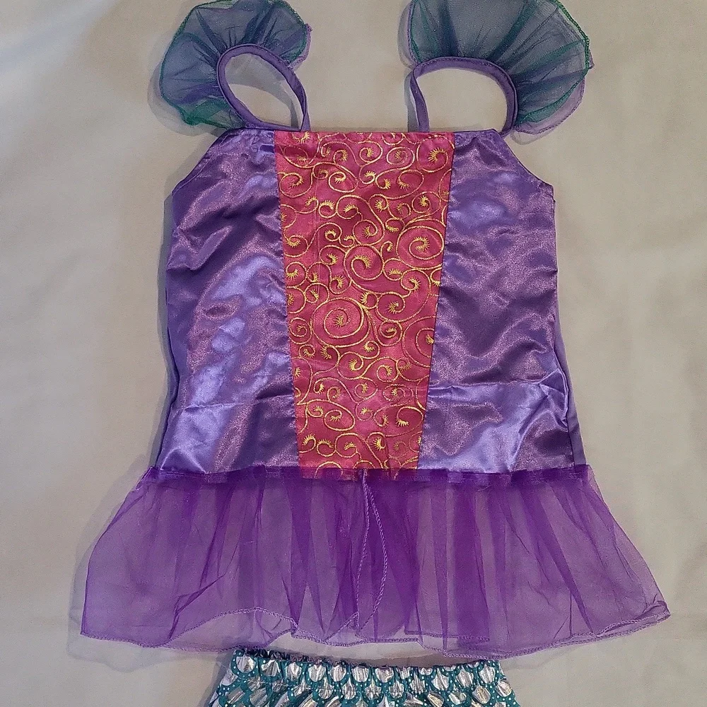 Mermaid Halloween Costume Dress Up Girls M 4-6yrs Purple Teal